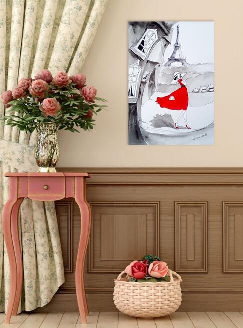 "W PARYŻU NALEŻY SPACEROWAĆ WOLNO" akwarela