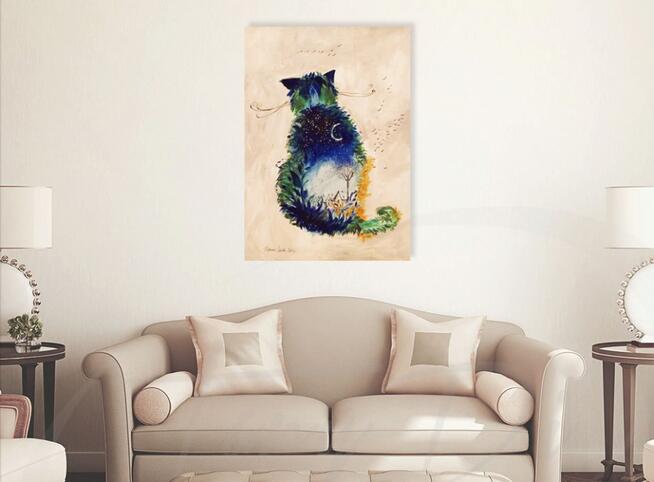 Akryl na płótnie, obraz "KOT NOCNY" artystki Adriany Laube