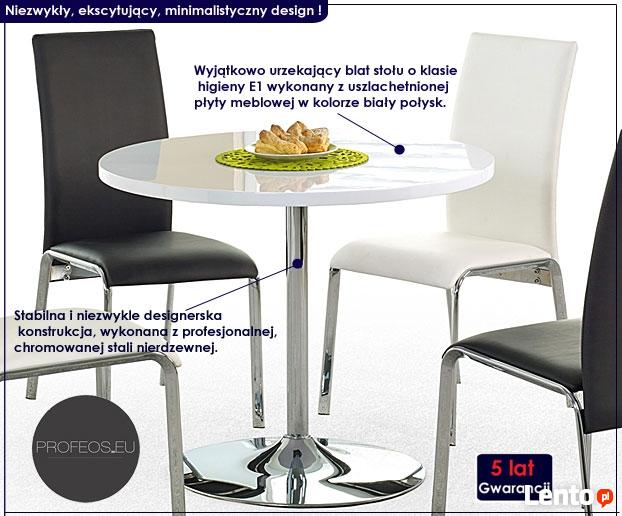 Stół OKRĄGŁY Biały === FI 90 cm === Modny Design