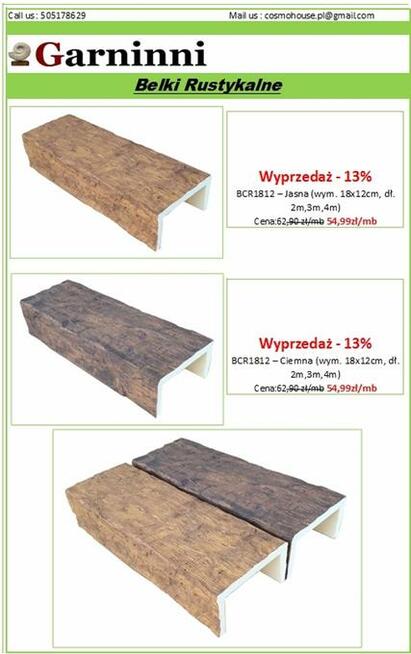 BELKI RUSTYKALNE - poliuretanowe belki sufitowe. Garninni.