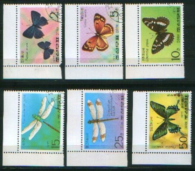 Znaczki Motyle seria w ark. Korea Mi 1653 - 8 kas 1977