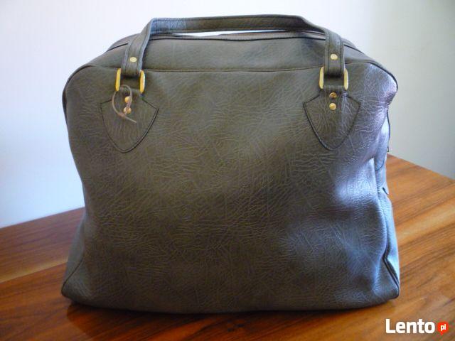 NOWA Pakowna Walizka Torba Podróżna Szara Skóra Ekologiczna