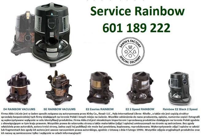 Serwis i sklep odkurzaczy Rainbow wszystkie modele od 1980r.