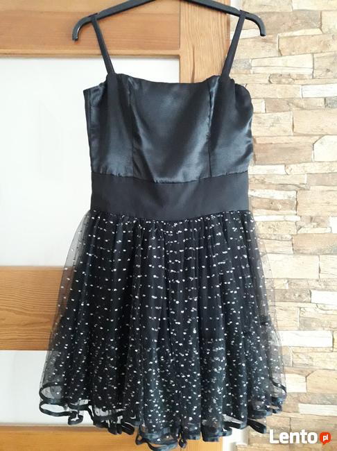 Sukienka czarna satyna na wesele 36/38