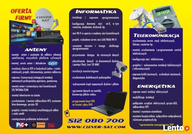 Montaż naprawa anten satelitarnych Mirsk Leśna Luban