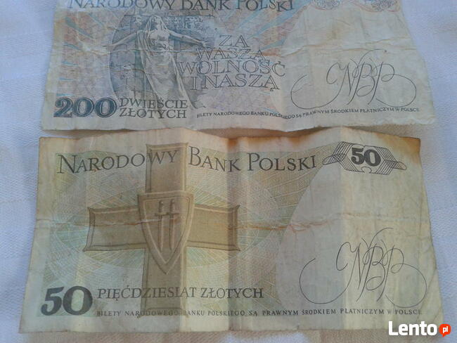 Banknoty o nominale 200 zł. i 50 zł. z 1988 r.
