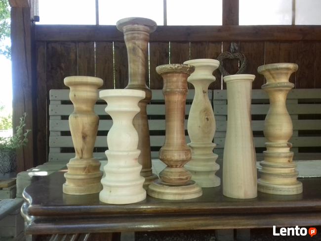 Dekoracje świeczniki toczone drewniane design Rękodzieło