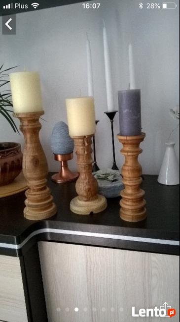 Dekoracje świeczniki toczone drewniane design Rękodzieło