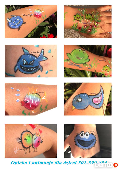 malowanie buzi, animator, tatuaże brokatowe