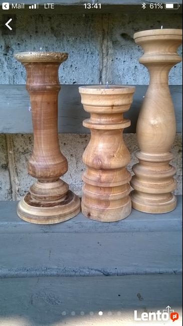 Świecznik drewniany toczony ręcznie