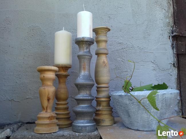 Dekoracje świeczniki toczone drewniane wyroby Rękodzieło