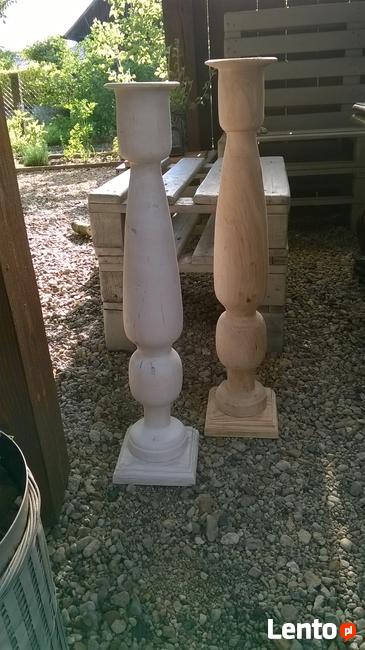 Dekoracje świeczniki toczone drewniane wyroby Rękodzieło