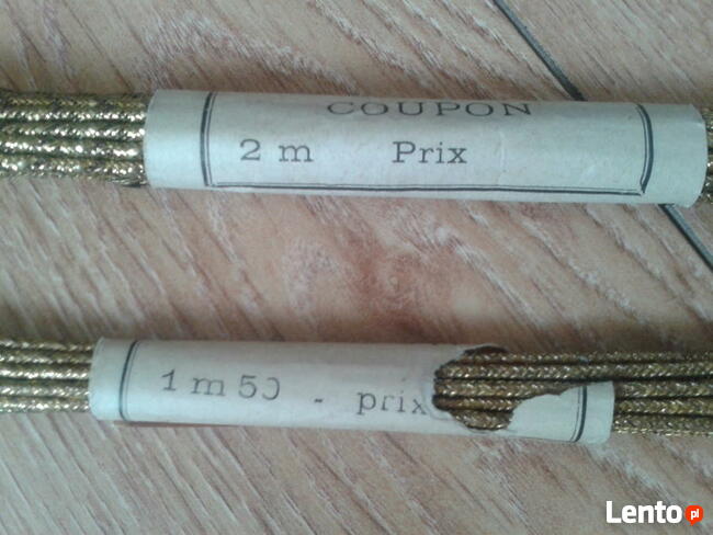 sznurek złocony motki po 2 m, i po 1.5 m.