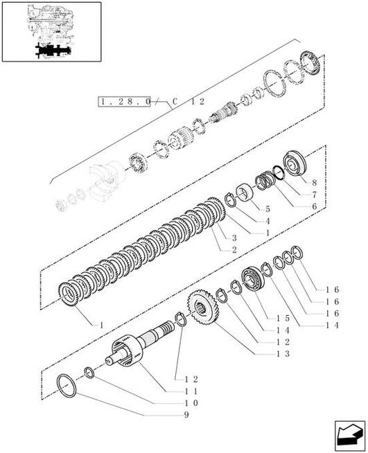 Wał do skrzyni biegów CNH 85823851 Case 305729A1