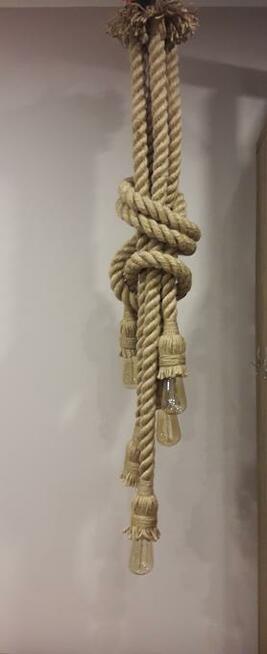 Lampa wisząca z liny żyrandol PAJĄK 5 ramion E27 handmade