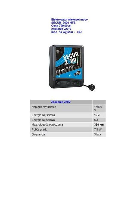 Pastuchy, kompletne ogrodzenia elektryczne.