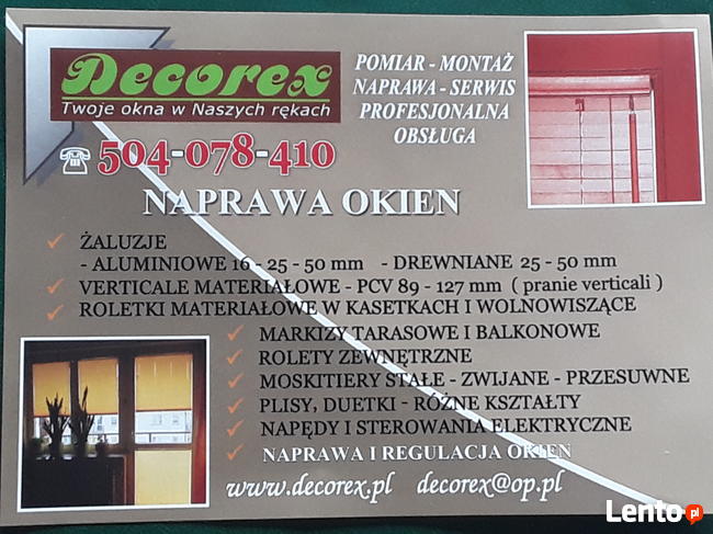 Naprawa i regulacja okien drewnianych i PCV, 20 lat na rynku