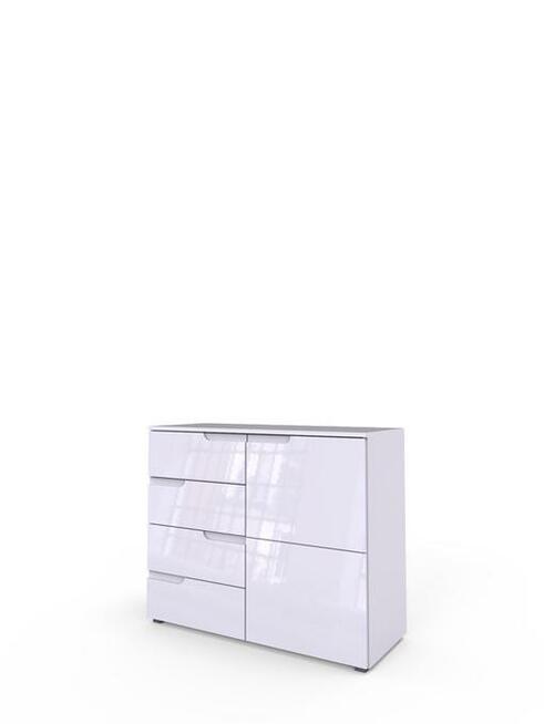 SELENE 5- nowoczesna biała komoda szeroka z szufladami i jed