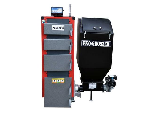 Kocioł Piec z podajnikiem 25KW DUO Pleszew Ekogroszek Drewno
