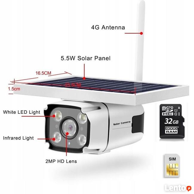 KAMERA BEZPRZEWODOWA SOLARNA na karte SIM LTE 4G