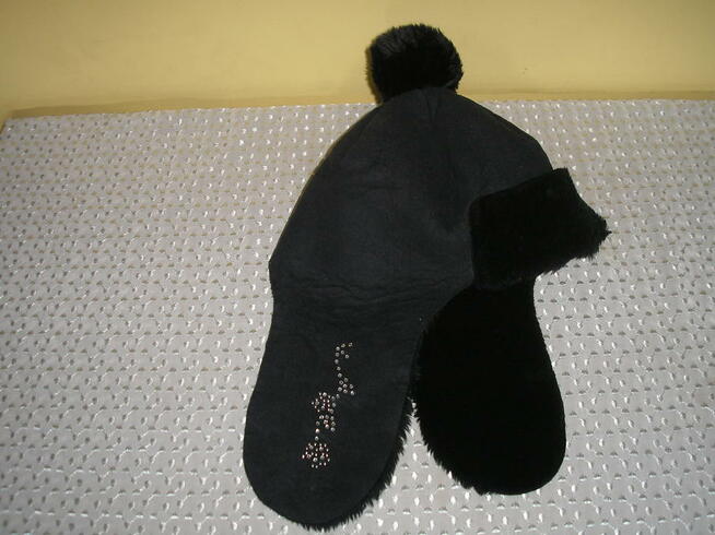 kożuszek czarny L 40 Charter Club, szal krata, pilotka