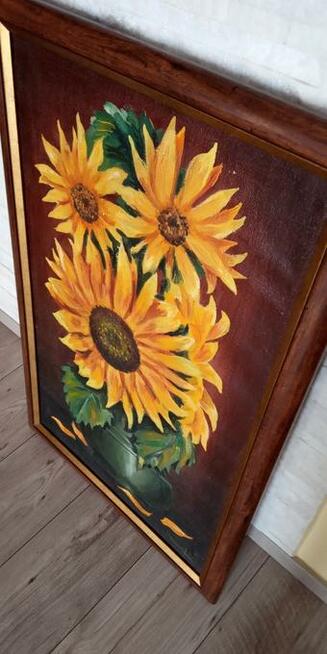 Oprawiony obraz Słoneczniki 1978 Marian Jesień