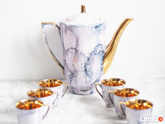 Ręcznie malowany serwis do kawy Karolina 6 osób PRL lata 60.