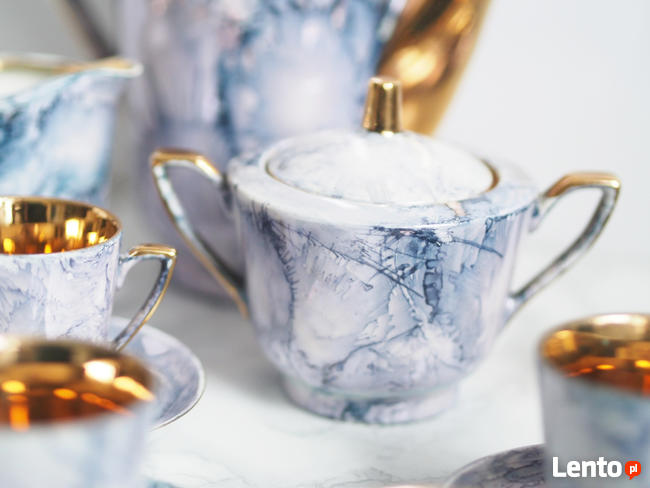 Ręcznie malowany serwis do kawy Karolina 6 osób PRL lata 60.