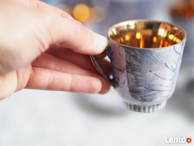 Ręcznie malowany serwis do kawy Karolina 6 osób PRL lata 60.