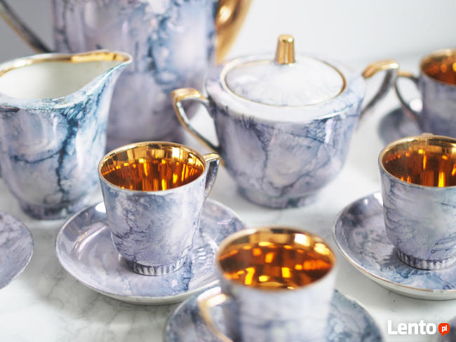 Ręcznie malowany serwis do kawy Karolina 6 osób PRL lata 60.