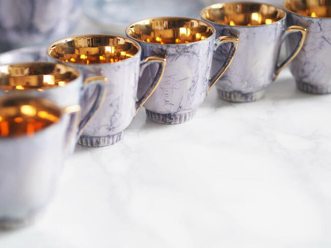 Ręcznie malowany serwis do kawy Karolina 6 osób PRL lata 60.