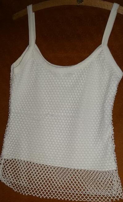Biały siateczkowy Top na ramiączkach.Roz.S