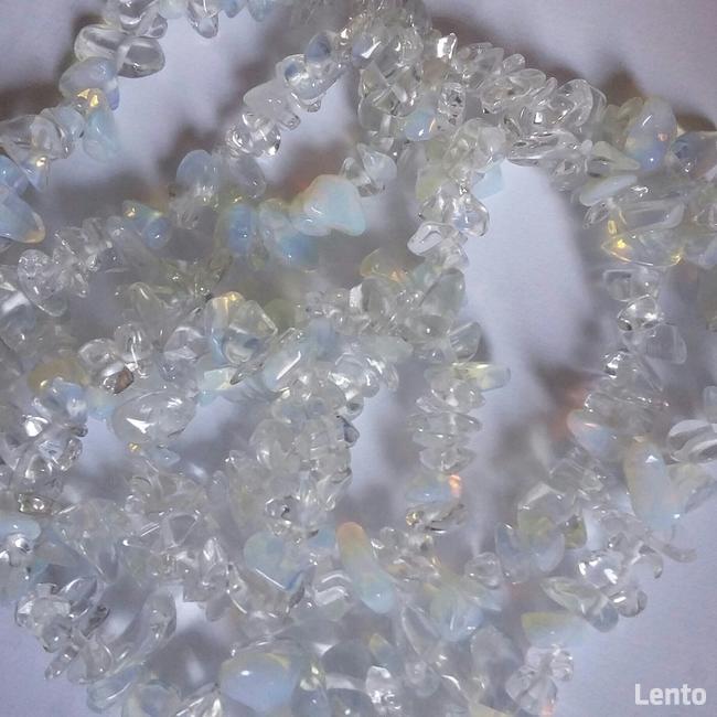 naszyjnik 45 cm opal mleczny naturalny 6-15 mm srebro 925