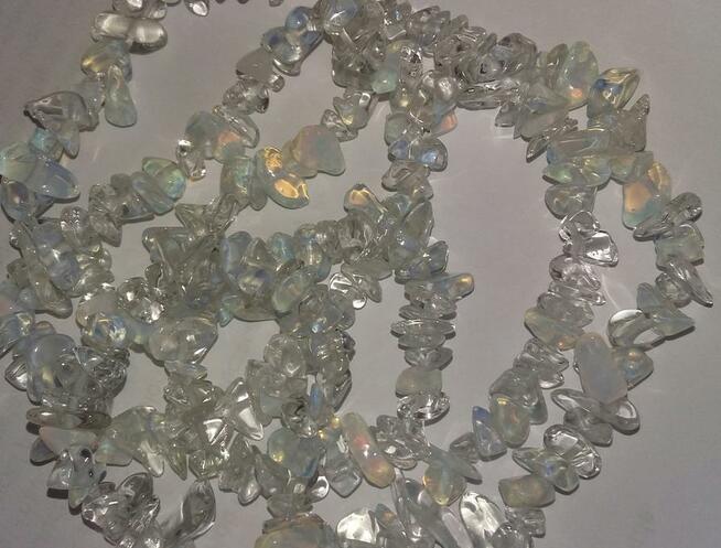 naszyjnik 45 cm opal mleczny naturalny 6-15 mm srebro 925