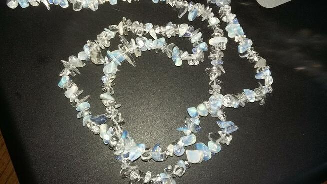 naszyjnik 45 cm opal mleczny naturalny 6-15 mm srebro 925