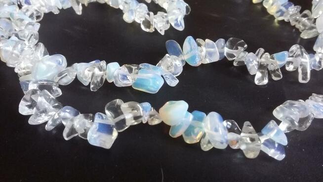 naszyjnik 45 cm opal mleczny naturalny 6-15 mm srebro 925
