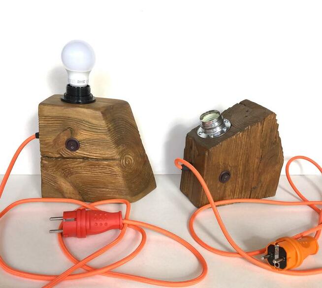 Lampa loft drewno hand made