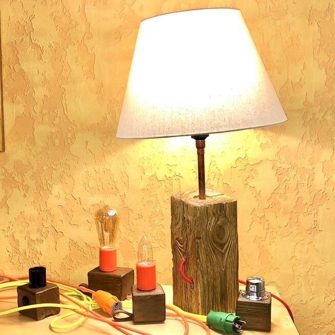 Lampa loft drewno hand made