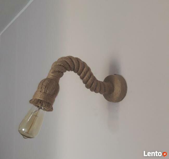 Kinkiet z pamięcią kształtu z liny jutowej 33cm E27
