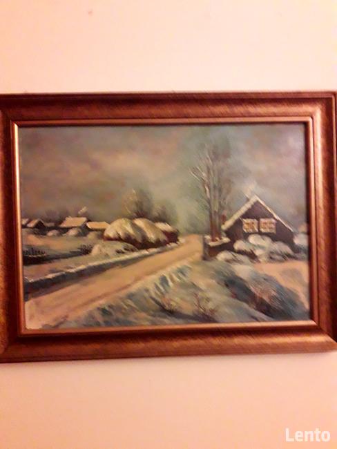 Zima obraz olejny autor nieznany