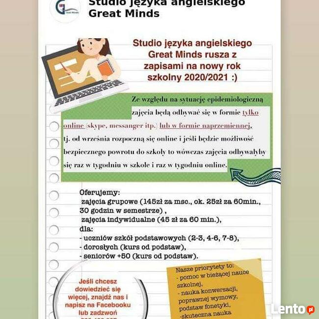 zajęcia online z języka angielskiego