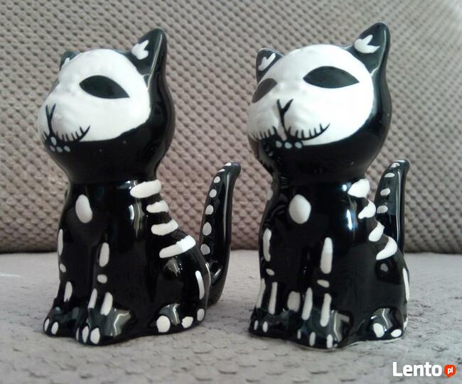 Odjechane Kocie szkielety skull black cat solniczka i pieprz