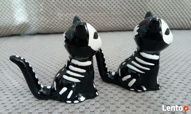 Odjechane Kocie szkielety skull black cat solniczka i pieprz