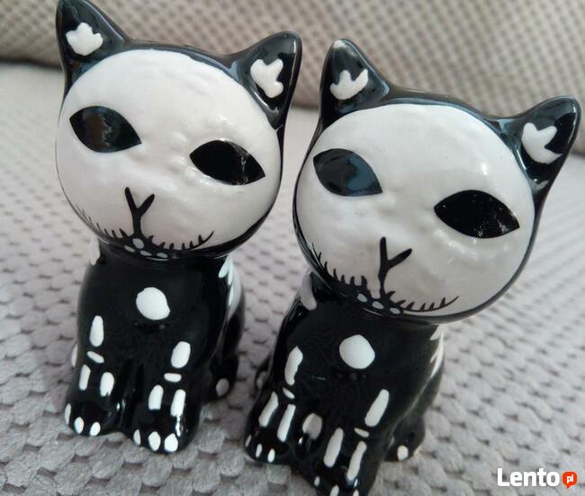 Odjechane Kocie szkielety skull black cat solniczka i pieprz