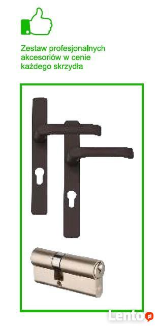 DRZWI ZEWNĘTRZNE JOWISZ 55 mm kpl próg klamka wkładka PL