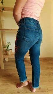 Haftowane, ciemne jeansy w stylu boho:)