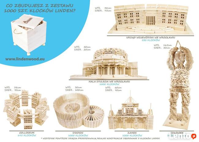Ekologiczne less waste klocki drewniane Linden 1000 szt.