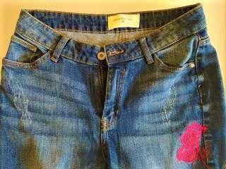 Haftowane, ciemne jeansy w stylu boho:)