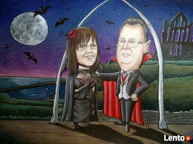 KARYKATURA ZE ZDJĘCIA A3 2 osoby - prezent na ślub urodziny