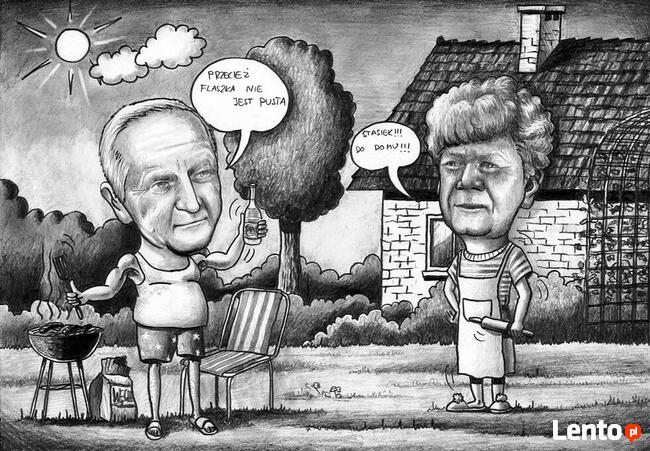 KARYKATURA ZE ZDJĘCIA A3 2 osoby - prezent na ślub urodziny